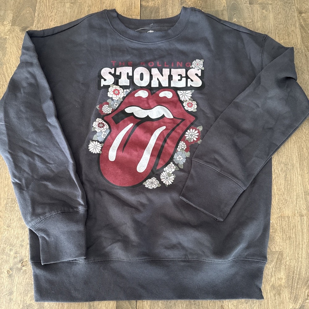 Maurice's Rolling Stones BIG LIPS TONGUE SWEATSHIRT FLEECE Hybrid Apparel XS